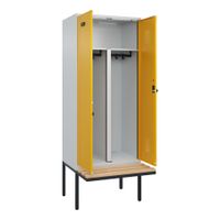 C+P PSA Schwarz-Weiß-Spind Evolo PLUS, Bank, 2 Abteile, 2120
