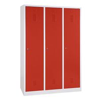 Spind mit 3 Abteilen 180x120x50 GRAU/ROT