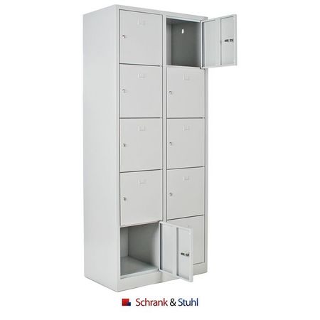 Schließfachschrank 10 Abteile 190x80x45 GRAU