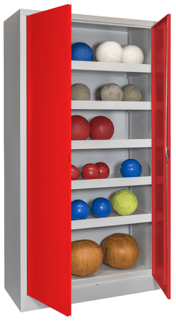 PAVOY Sportgeräteschrank | Ballschrank mit Flügeltüren | 195 x 100 x 50 cm mit Vollblech- oder Lochfeldtüren | große Farbauswahl