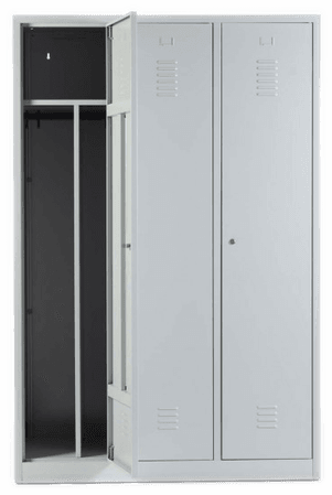 Spind mit 3 Abteilen und Schwarz-Weiß-Trennung 180x120x50 GRAU