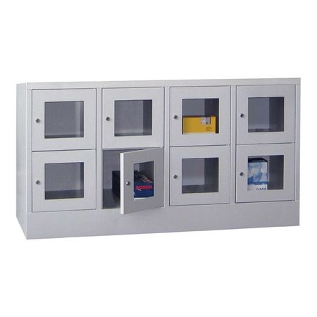 PAVOY Schließfachschrank mit Sichtfenstertüren | 8 Abteile je 40 cm breit | 85