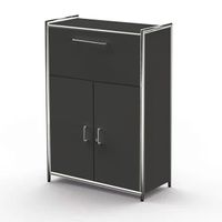 Chromeline Sideboard 3 mit einer Schublade und Holztüren | 115 x 80 x 38 cm | Anthrazit, Weiß, Rot