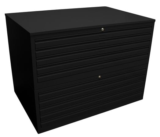 Planschrank DIN-A1 | Flachablageschrank | 10 Schübe für A1 - SCHWARZ